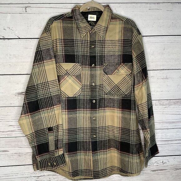 Berne Mens Plaid Slate 100% Cotton Flannel Shirt Jacket Button Down Large - Picture 3 of 10